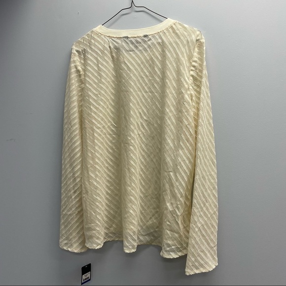𝅺rachel Rachel Roy Womens Ivy Striped Sheer Top Ivory XL - Picture 6 of 6